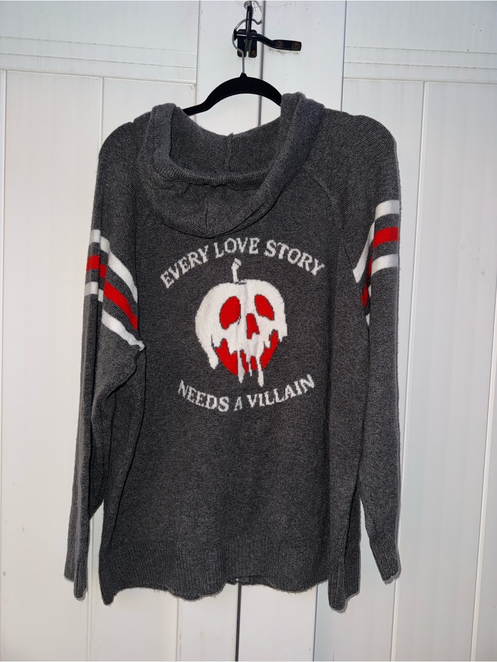 Women's Gray Evil Queen Poison Apple Hoodie Sweater